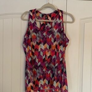 Lukka Vibrant Pink and Orange Geometric Atheltic Tank Top